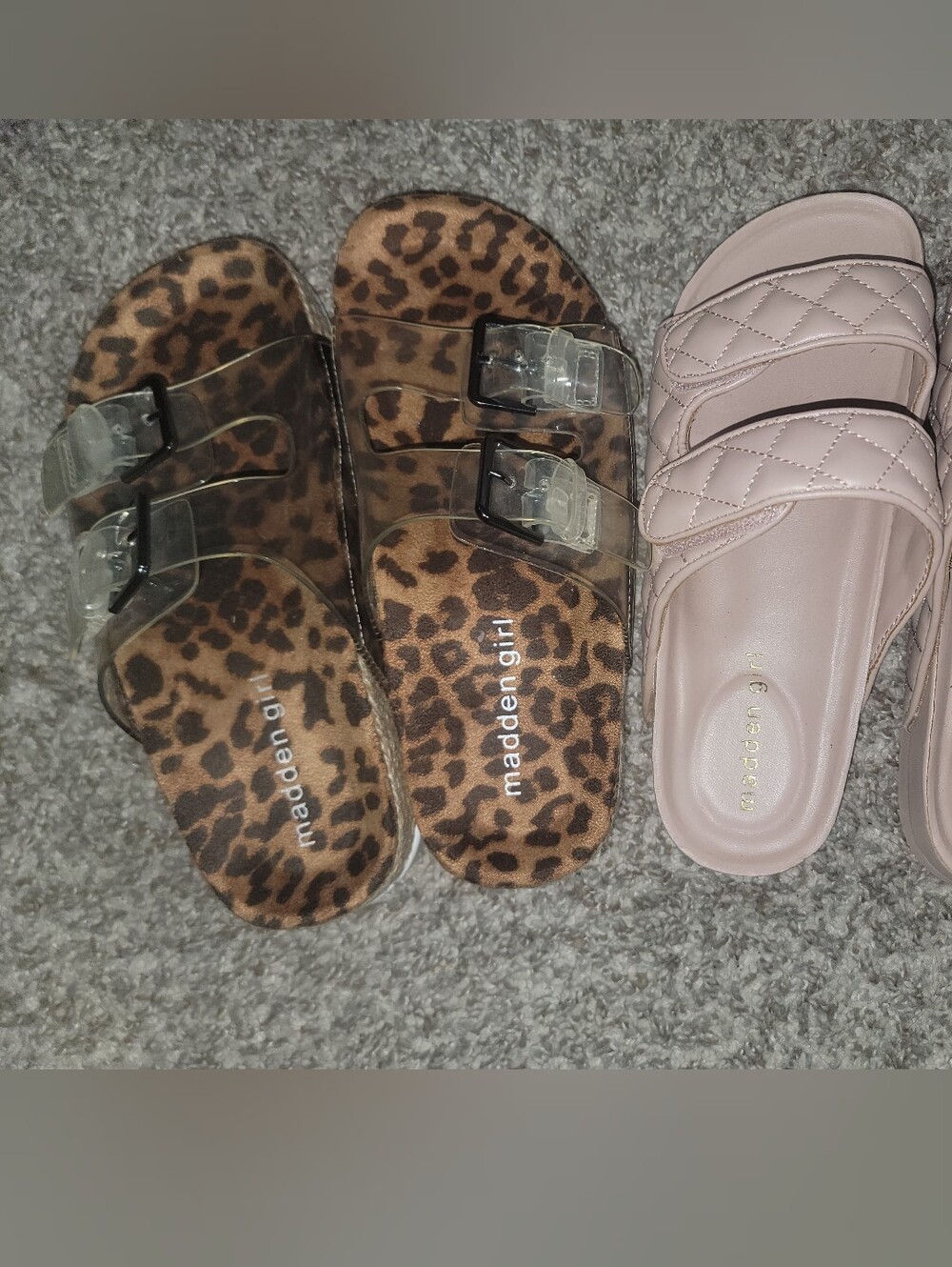 Madden Girl Leopard Print & Pink Slide Sandals